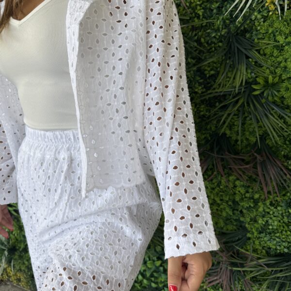 White Breeze Eyelet Set – Jacket & Shorts