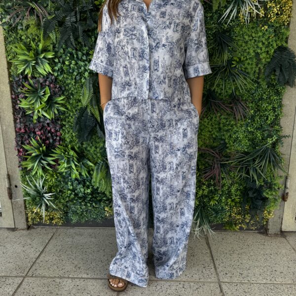 “Ink Garden” Blue Toile Print Set