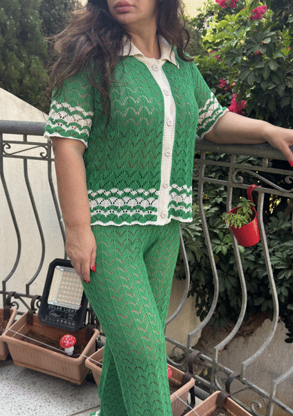 “Emerald Crochet” Knitted Co-Ord Set